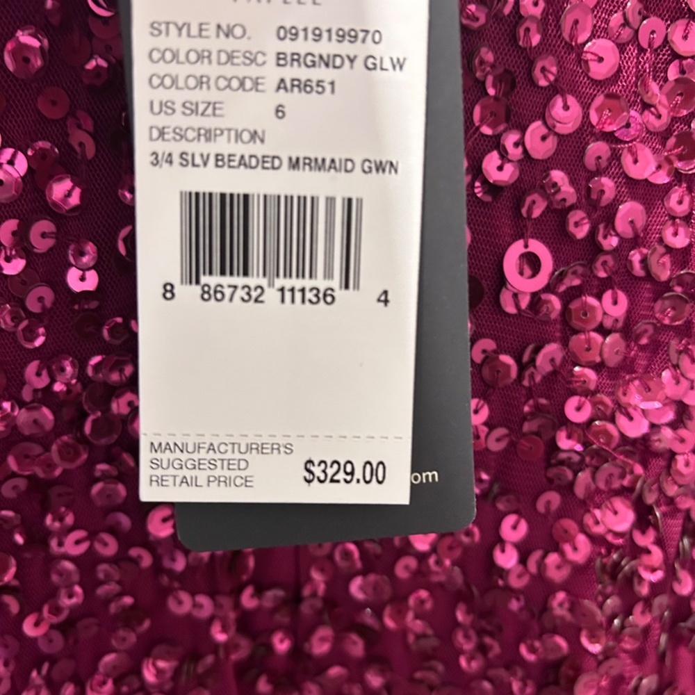 NWT Adrianna Papell Scoop Back Sequin Gown sz 6 - Picture 7 of 7